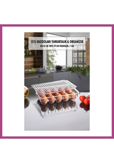 Gees Global 15 Li Buzdolabı Kapaklı Yumurtalık & Buzdolabı Organizeri Gbzs Çok Renkli