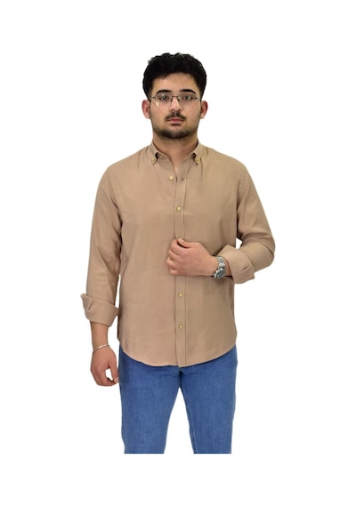 Erkek Spor Silim Fit Uzun Kol Gömlek G5019 Bgl-st04493 Bej