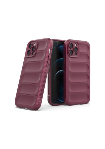 Apple iPhone Uyumlu 12 Pro Kılıf Elde Tutma Kolaylıkla Kaydırmaz Kenar Line Dizayn Optietnik Kapak Bordo