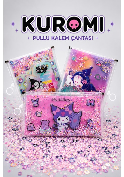 X Dekomus Lisanslı Kuromi Pullu Zarf Kalem Kutusu Açık Gri