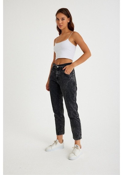 Mom Kalıp Yüksek Bel Denim Pantolon 001