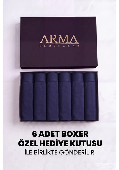 Grey Cat Delux Serisi Giyim Dokulu Erkek Premium Bambu Lacivert Boxer 6'lı Lacivert-6