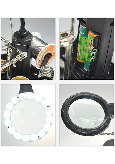 Wellhise Acn-129 Masa Üstü Ledli Mini Büyüteç Havya Stand Pcb Tutucu