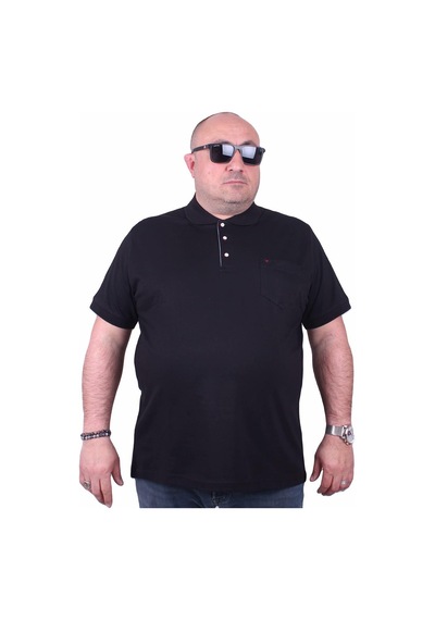 Moc Grande Mocgrande Büyük Beden Likralı Klasik Cepli Polo Tişört 11501 Sıyah SIYAH