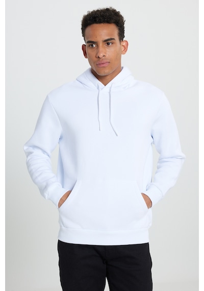 AC&Co / Altınyıldız Classics Erkek Beyaz Standart Fit Normal Kesim Kapüşonlu Kanguru Cepli Pamuklu Sweatshirt Beyaz