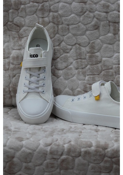 Vicco 346.p24y.141-11 Lee Beyaz Keten Sneaker Unisex Çocuk Ayakkabı 001
