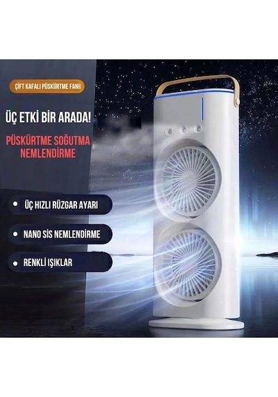 Portatif Hava Nemlendirici Işıklı Kumandalı Aroma Terapi Fan Masaüstü 3 Spray Oda Nemlendiricisi