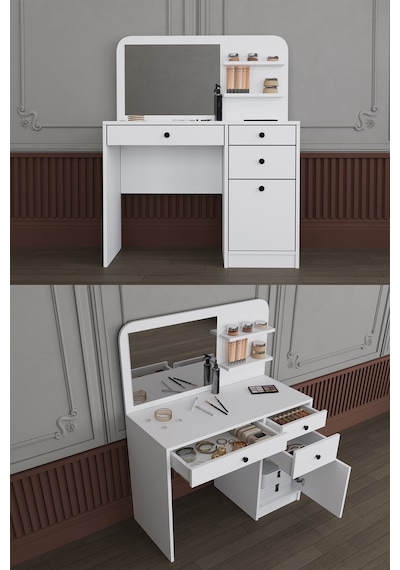 Yatak Odası Takımı 5 Parça %100 Mdf Gardırop Şifonyer Makyaj Masası Komodin Ytk01