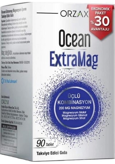 Ocean Extramag Üçlü Kombinasyon Takviye Edici Gıda 90 Tablet Ekonomik Paket %30 Avantajlı