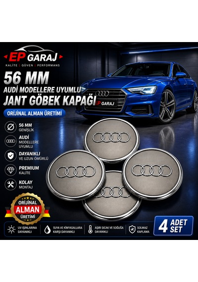 56 Mm Audi Modellere Uyumlu Jant Göbek Kapağı 4 Adet Set Orijinal Alman Üretimi