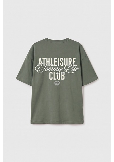Haki Oversize Kısa Kollu Baskılı Kız Çocuk T-shirt - 75175