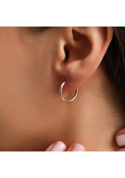 Bayar Gold 14 Ayar Altın Halka Küpe Tekli 1.6 Cm Sarı Altın