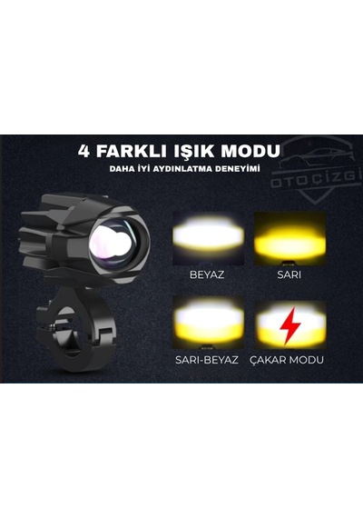 2 Adet Mini Led Spot Sis Farı Csp Lensli 6000k Beyaz 3000k Amber Motosiklet Yardımcı Farı