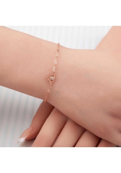 Gümüş Rose Lotus Çiçeği Kadın Bileklik Çok Renkli