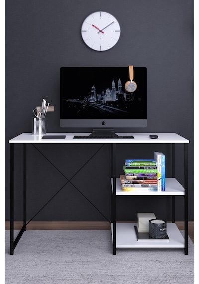 Dekorfim DF09103B Atlas 120 Cm Raflı Çalışma Masası Bilgisayar Masası Ofis Ders Masası Beyaz Dekorfim DF09103B Atlas 120 Cm Raflı Çalışma Masası Bilgisayar Masası Ofis Ders Masası Beyaz