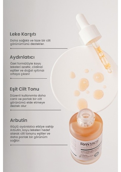 Royues Koyu Leke Karşıtı Arbutin Cilt Serumu, Cilt Tonu Eşitleyic