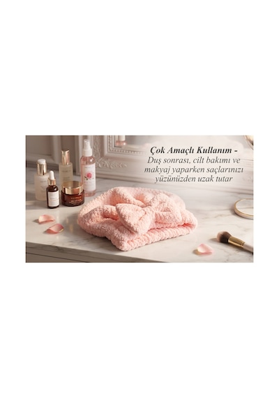Prenses Peluş Mikrofiber Saç Kurulama Havlusu, Pratik Saç Bonesi - Duş, Makyaj Ve Bakım Saç Wrap Pembe