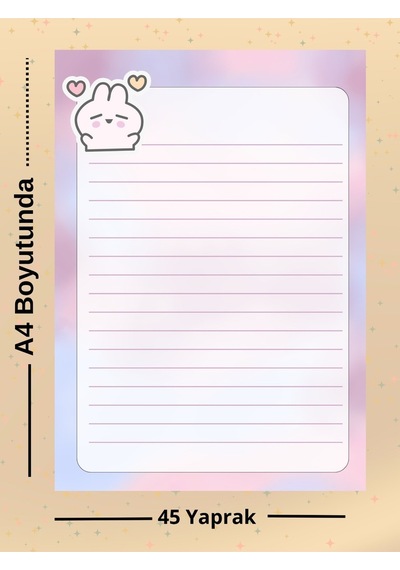 Minik Tavşanlı Setimiz A4 Çizgili-a5 Günlük Planlayıcılı Bloknot Notepad Okul Planner Çok Renkli