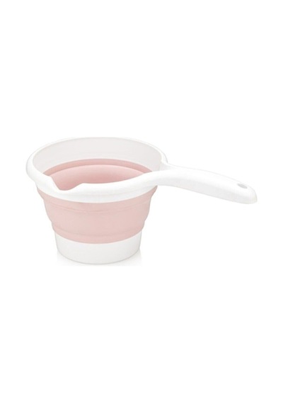 3'lü Set Katlanır Çamaşır Sepeti - Katlanabilir Akordiyon Su Kovası - Katlanır Koçero Pembe
