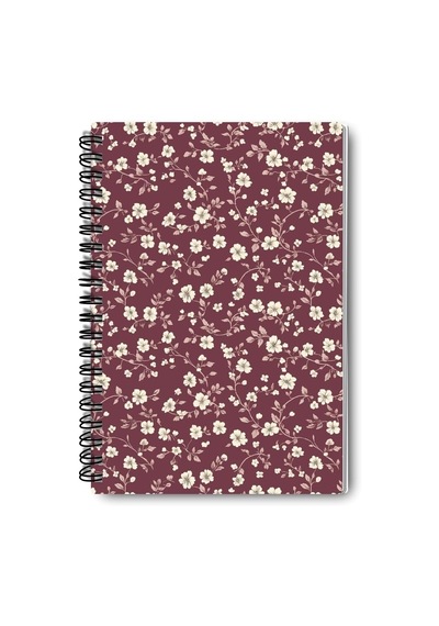 Mini Çiçekler Tasarım 4'lü Defter Seti - A5 Boyut, Tel Spiralli - Günlük, Ajanda, Okul Ve Anı Defteri A5, Çizgi