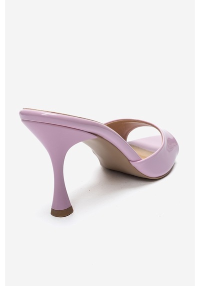 Luvi Shoes Tıera Pembe Rugan Kadın İnce Topuklu Terlik