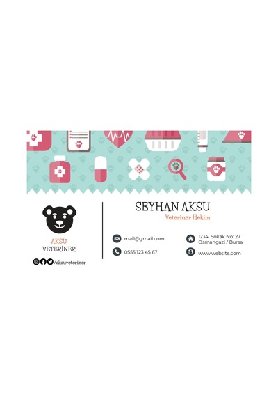 Bk Gift Kişiye Özel Veteriner Tasarımlı Bitmeyen Kartvizit - Model 2