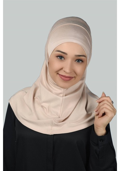 Altobeh İkili Set Pratik Eşarp Hazır Türban ve Hijab Tesettür Bonesi - Bej