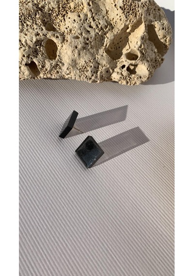 Parlak Füme Renkli Orta Boy Kare Şekil Gold Aksesuar Epoksi Küpe Diğer