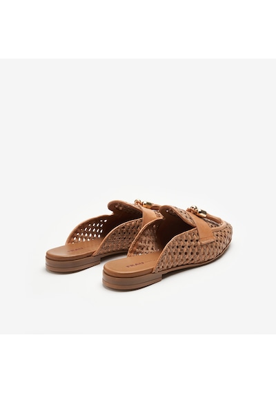 Shınefancy Terlik Kadın 95v7 Frau Woven Leather Mules Wıth Tassels