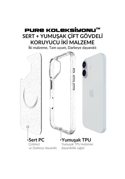 Bix iPhone Uyumlu 16 Plus Magsafe Simli Kılıf Shock Pocket Darbe Emici Teknolojili Çizilmeye Dayanıklı Simli Şeffaf Bix iPhone Uyumlu 16 Plus Magsafe Simli Kılıf Shock Pocket Darbe Emici Teknolojili Çizilmeye Dayanıklı Simli Şeffaf