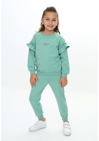 Toontoy Kids Toontoy Kız Çocuk 2'li Takım Baskılı Bisiklet Yaka Reglan Kol Fırfırlı Sweatshirt & Beli Paçası Lastikli Cepli Jogger Eşofman Altı - 2 İplik Yeşil Toontoy Kids Toontoy Kız Çocuk 2'li Takım Baskılı Bisiklet Yaka Reglan Kol Fırfırlı Sweatshirt & Beli Paçası Lastikli Cepli Jogger Eşofman Altı - 2 İplik Yeşil