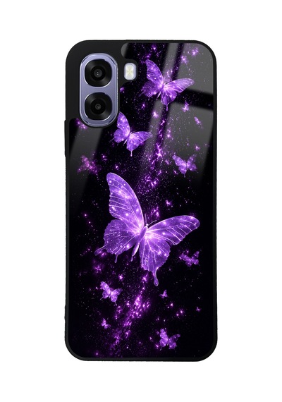 Oppo A6t Purple Samsung Galaxy Uyumlu  Butterfly Tasarımlı Glossy Telefon Kılıfı Mor