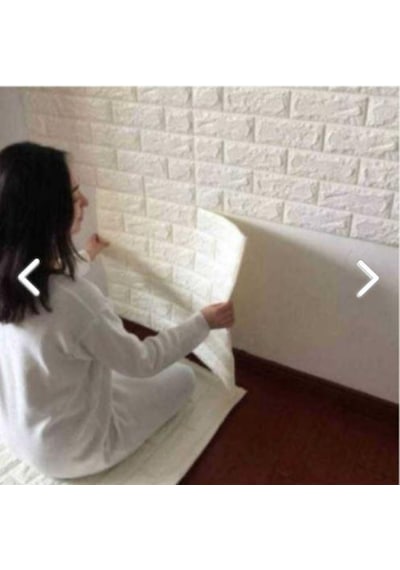 Beyaz Tuğla Desen 5 Adet Kendinden Yapışkanlı Duvar Paneli Kağıdı