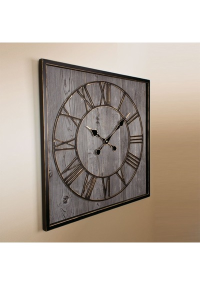 Regal 2694B1 Ultıma Eskitme Kare Metal Çerçeve 53Cm Duvar Saati Metalik