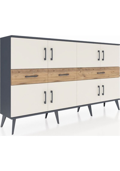 Arges Konsol 5 Raflı 3 Çekmeceli 8 Kapaklı 176x30x99 Antrasit-aytaşı/çam Aytası/atlas Çam - Antrasıt Arges Konsol 5 Raflı 3 Çekmeceli 8 Kapaklı 176x30x99 Antrasit-aytaşı/çam Aytası/atlas Çam - Antrasıt