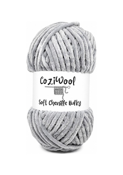Kadife İp Soft Chenille Bulky 5'li Paket 5x100 Gr 120 Mt El Örgü İpi Gri - 875823131