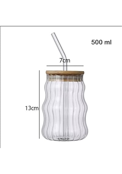 Ayrex Borosilikat Cam 550ml Kapaklı Ve Pipetli Soğuk Içecekler Için Genel