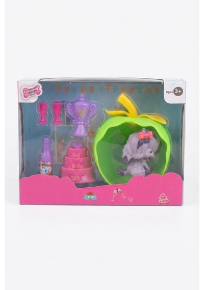 Sevimli Minişler Kaleme Takılabilir Köpek Figürlü Işıklı Elma Yuvalı Eğlenceli Pet Shop Oyun Seti