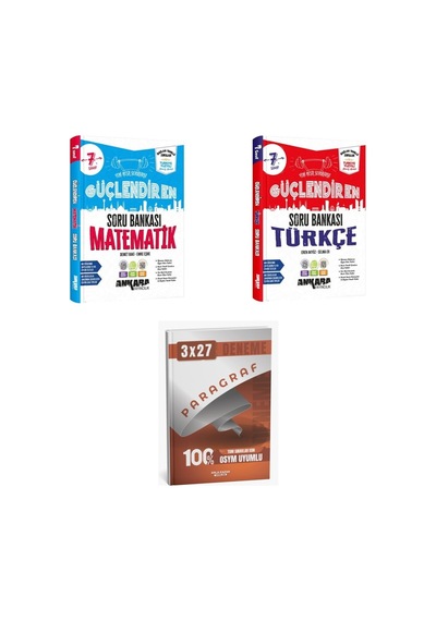 2027 Ankara 7. Sınıf Güçlendiren Matematik + Türkçe Soru + Anla Kazan Paragraf Deneme 3'lü Set
