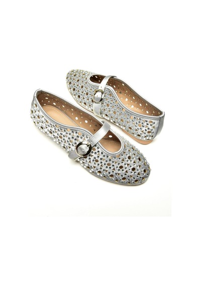 Fox Shoes U820086704 Gümüş Kumaş Kadın Babet Gümüş-kumaş Gümüş