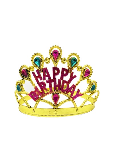 Mey İthalat Altın Renk Happy Birthday Yazılı Doğum Günü Tacı 60 Cm