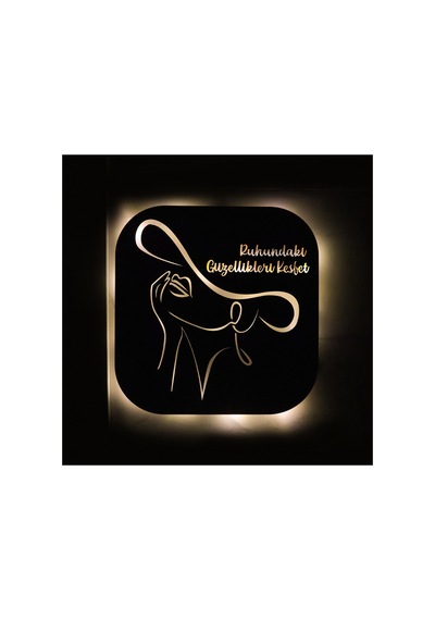 Led Işıklı Kişiselleştirilebilir Kadın Temalı Tablo Mila Dekoratif Gece Lambası Sarı - 737210181 Sarı