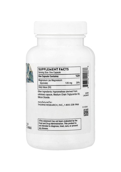 Thorne, Magnezyum Glisinat , 90 Kapsül Kapsül Başına 120 Mg