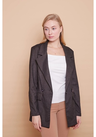 Rahat Kesim Yakalı Cep Kapaklı Kolları Düğmeli Pamuklu Kumaş Uzun Blazer Ceket-antrasit Antrasit Rahat Kesim Yakalı Cep Kapaklı Kolları Düğmeli Pamuklu Kumaş Uzun Blazer Ceket-antrasit Antrasit