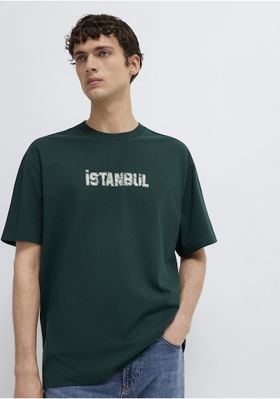 Mavi - İstanbul Baskılı Yeşil Tişört 0613593-85173