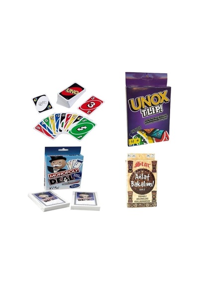 Uno Unox Monopoly Deal Anlat Bakalım 4'lü Oyun Kart Set