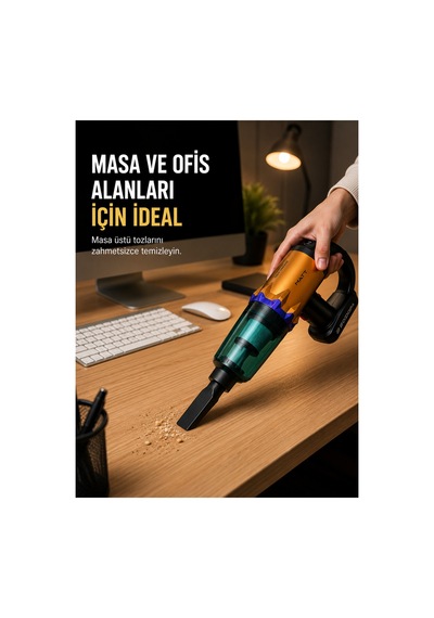 Mey İthalat Kablosuz Araç Süpürgesi Yıkanabilir Filtreli Taşınabilir El Tipi Süpürge