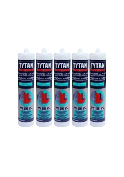 Tytan Beyaz Silikonize Mastik 500 Gr 5 Adet Beyaz Beyaz Beyaz