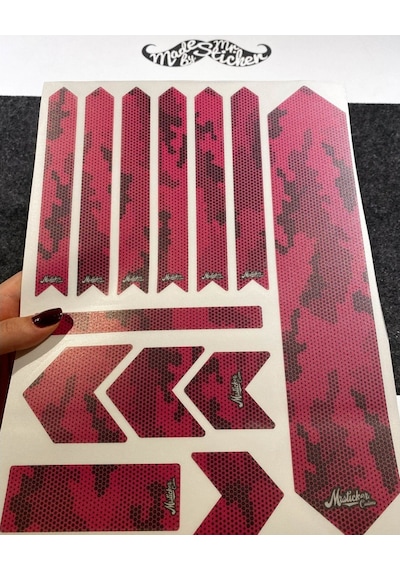 Bcy39 Reflektif Bisiklet Sticker Seti Avantaj Paket Pembe Siyah