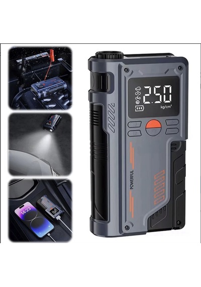 Digital Gösterge Turbo Akü Takviye Ve Lastik Şişirme Pompası Powerbank Akü Starter Psı Basınç Göstergeli El Feneri Acil Durum Seti Digital Gösterge Turbo Akü Takviye Ve Lastik Şişirme Pompası Powerbank Akü Starter Psı Basınç Göstergeli El Feneri Acil Durum Seti